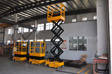 Long Using Period Mini Mobile Scissor Lift With 200Kg Loading And Yellow Color