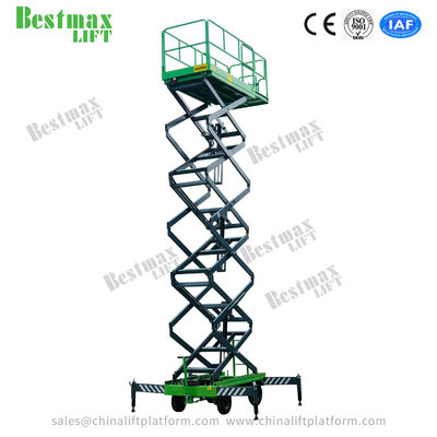 Four Wheel 11 Meters Industrial Mobile Scissor Lift Platform 300Kg Loading