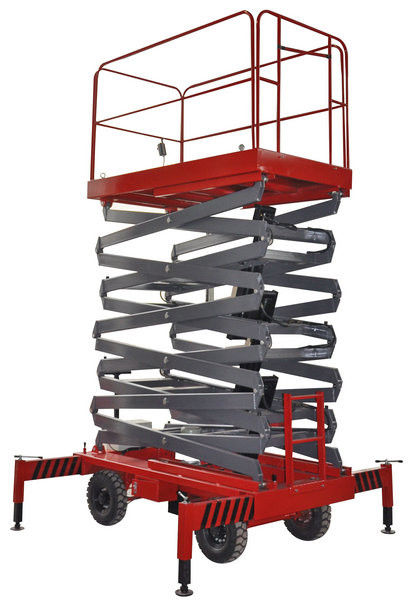 Four Wheel 11 Meters Industrial Mobile Scissor Lift Platform 300Kg Loading